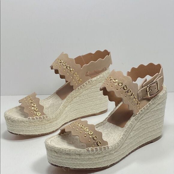 Chloe suede Espadrille Platform Wedge Sandals - Picture 3 of 10